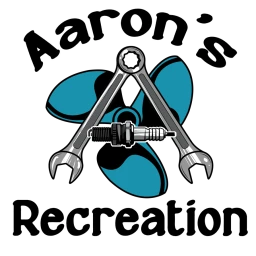 Aaron's Recreation wrench, spark plug and teal propeller logo